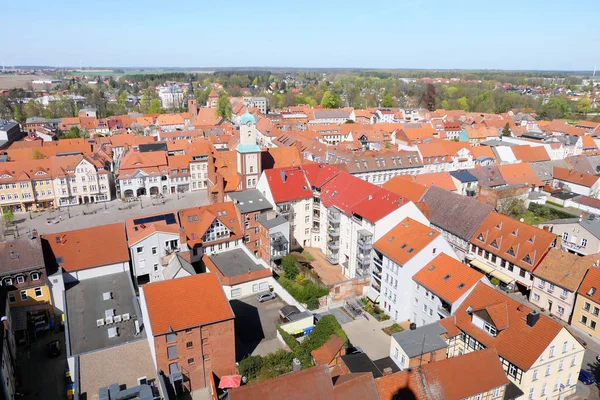 Αστικό τοπίο της πόλης Wittstock στη Γερμανία. Εναέρια θέα του — Φωτογραφία Αρχείου