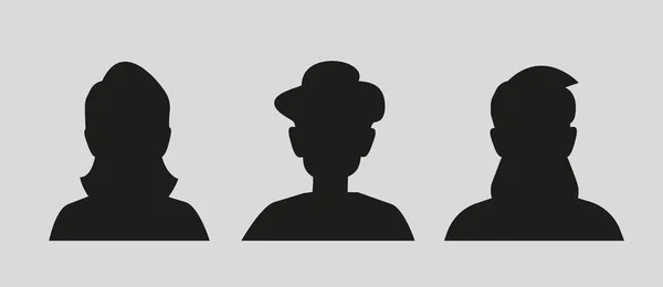 Silhouette Three Different Person Vector Drawing — Stock Vector