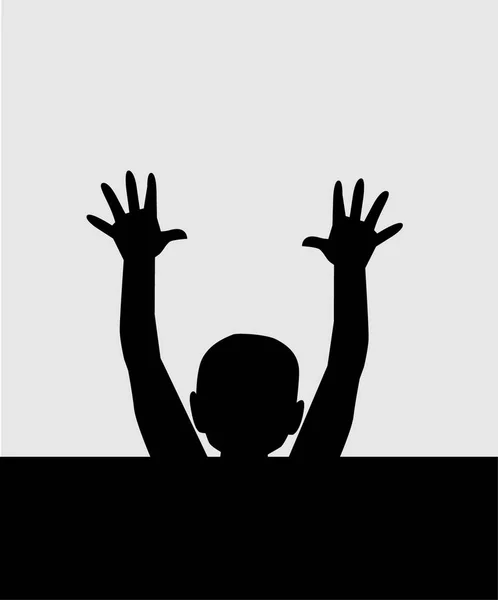 Silhouette Drowning Child Vector Drawing — Stock Vector