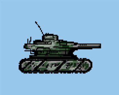 Piksel sanatı tarzında ağır savaş tankı tasviri