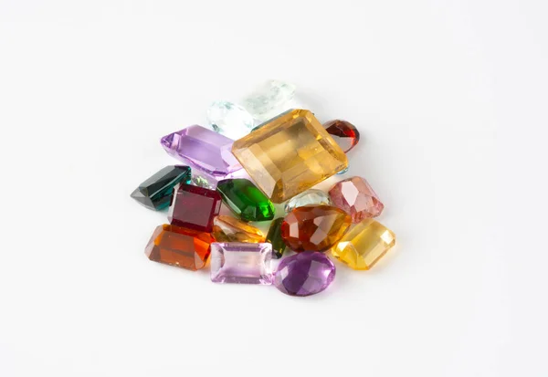 Group Precious Stones Gems White Background — Stock Photo, Image