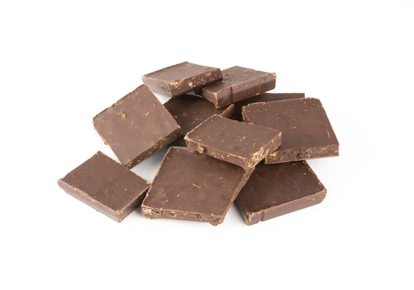 Stücke Schokolade Auf Weißem Hintergrund — Stockfoto