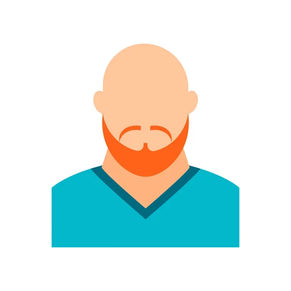 顔のない男性アバター ひげと口ひげを持つハゲ若者の肖像画 運動選手 ヒップスター ベクトル フラット図 — ストックベクタ