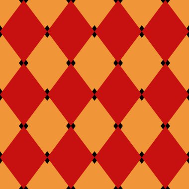 Kırmızı, siyah ve sarı harlequin tarzı elmas ile Seamless modeli. Arka plan. Vektör çizim.