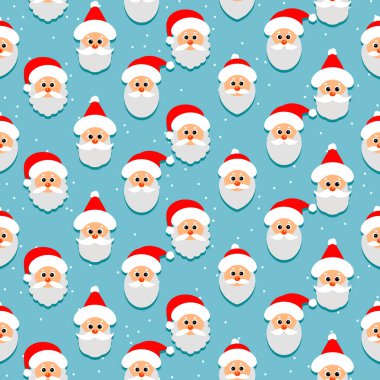Noel Baba ile Seamless modeli. Noel ve yeni yıl komik arka plan. Vektör çizim. Düz stil.