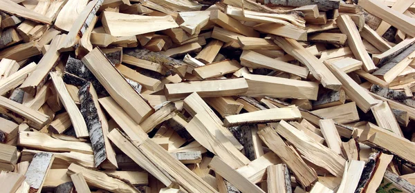 Pile Chopped Fire Wood Prepared Winter Birch Logs — Stock Photo, Image