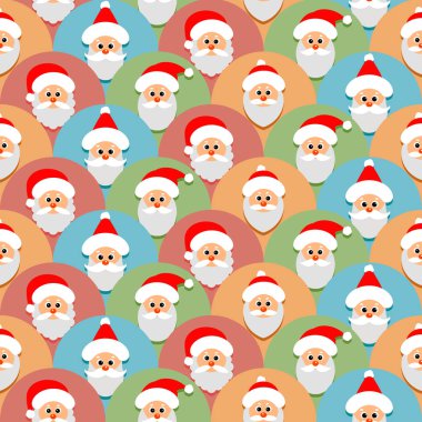 Noel Baba ile Seamless modeli. Noel ve yeni yıl komik arka plan. Vektör çizim. Düz stil.