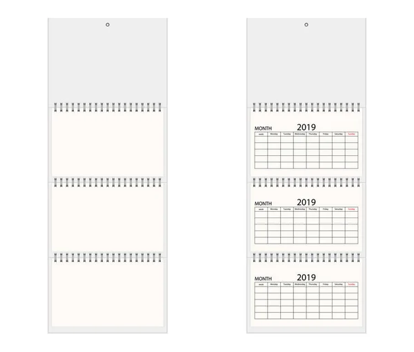 Ρεαλιστική Τριμηνιαίο Χρονοδιάγραμμα 2019 Στις Τρεις Σπείρες Κάρτα Για Σχέδιό — Διανυσματικό Αρχείο