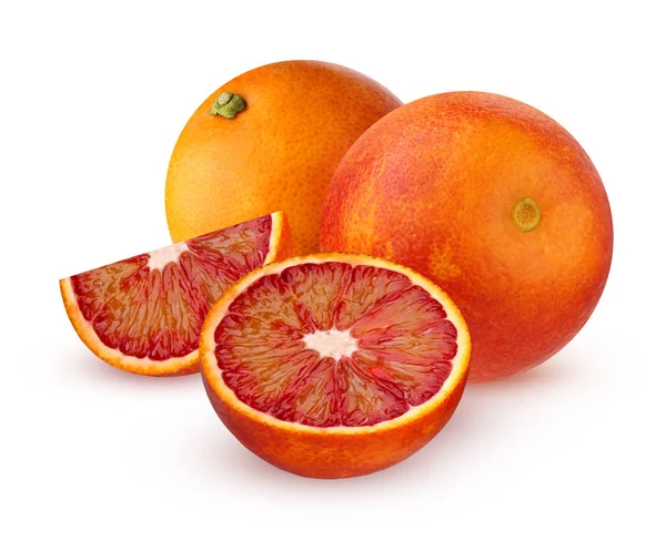Blutige Rote Orangen Isoliert Auf Weißem Hintergrund Mit Schatten Zwei — Stockfoto