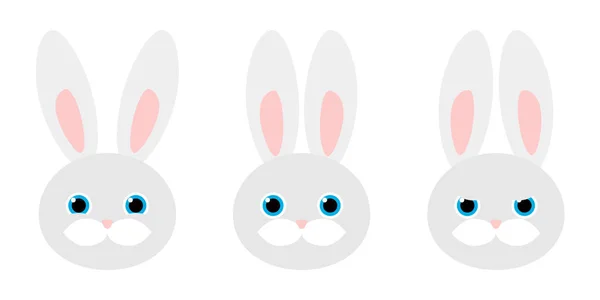 Кролик Заяц Портрет Разными Эмоциями Векторная Плоская Иллюстрация Аватар — стоковый вектор