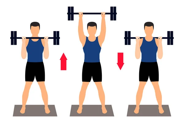 Athlète Masculin Vêtements Sport Effectue Exercice Avec Haltère Sport Fitness — Image vectorielle