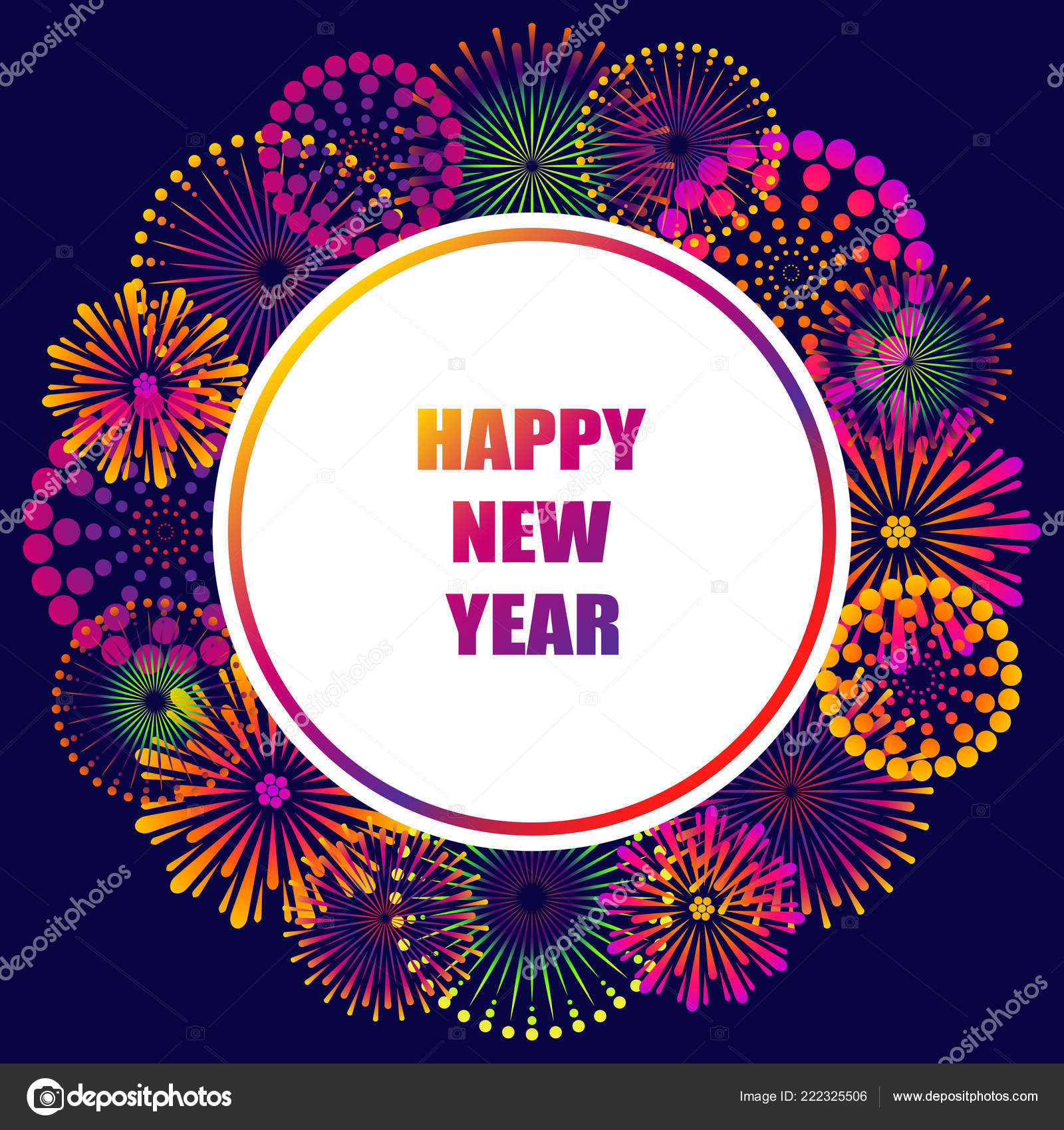 Happy New Year Greeting Card Festive Background Abstract Fireworks Night  Stock Vector Image by ©BalaguR #222325506