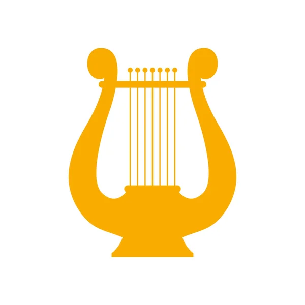 Icône Lyre Instrument Musique Cordes Illustration Vectorielle Silhouette Dorée Sur — Image vectorielle