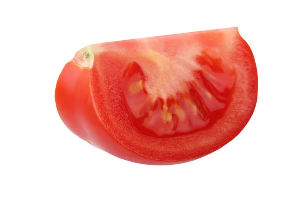 Tomate Vermelho Isolado Sobre Fundo Branco Pedaço Vegetal — Fotografia de Stock