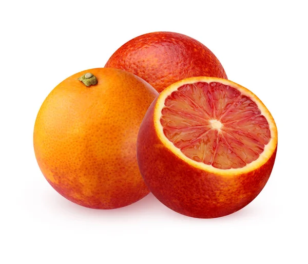 Blutige Rote Orange Isoliert Auf Weißem Hintergrund Bund Zitrusfrüchte Ganze — Stockfoto