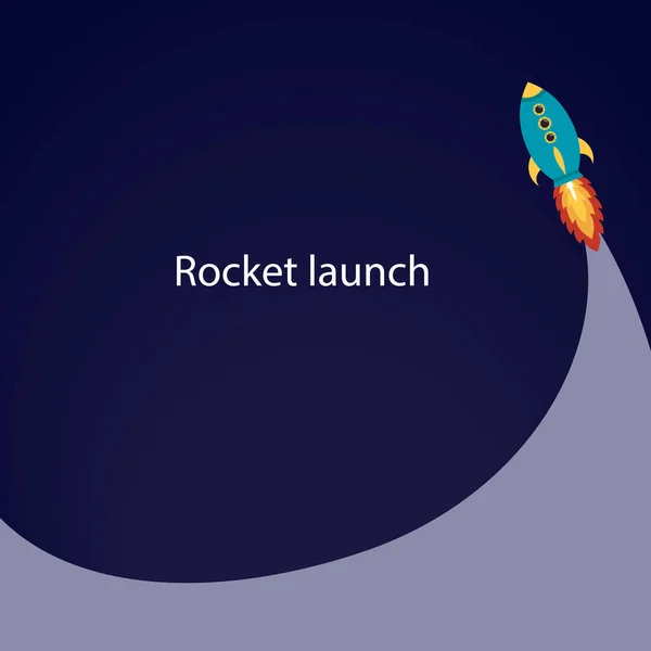 Start Rakiety Wystrzelony Statek Kosmiczny Ilustracja Wektorowa Puste Miejsce Tekst — Wektor stockowy