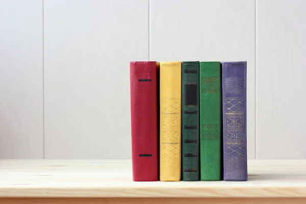 Five Books Colored Hard Covers Table — Stock Photo, Image