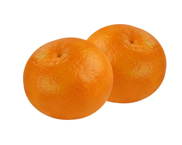 Twee Mandarijnen Geïsoleerd Een Witte Achtergrond Hele Citrusvruchten — Stockfoto