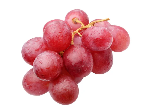 Red Grapes Isolated White Background Bunch Berries Drops Water — Stock Photo, Image