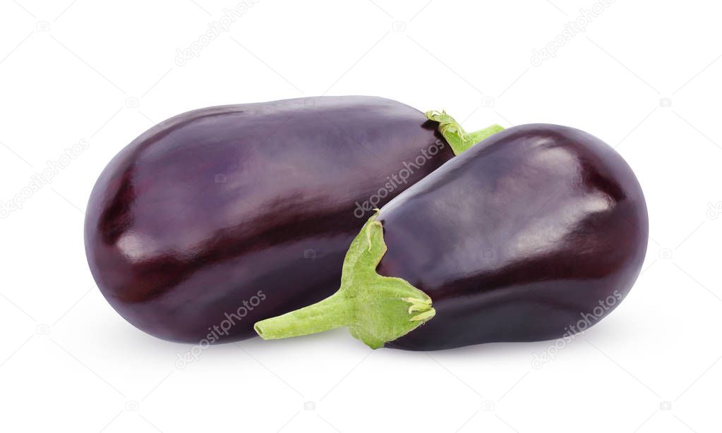 Aubergine (eggplant) isolate on white background. whole vegetables.