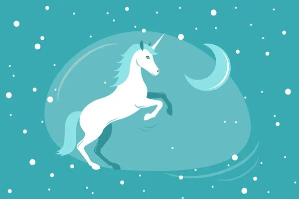 Ikon Unicorn Pada Latar Belakang Malam Biru Ilustrasi Vektor Makhluk - Stok Vektor