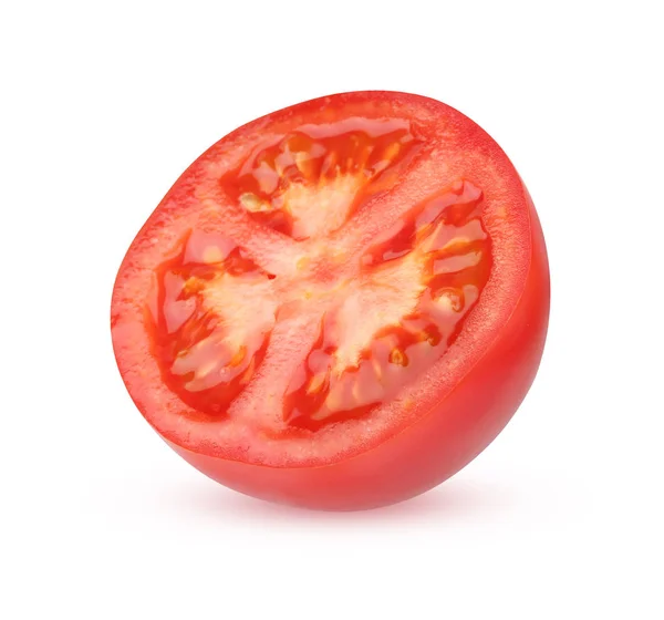 Rote Tomate Isoliert Auf Weißem Hintergrund Gemüse Halbiert — Stockfoto