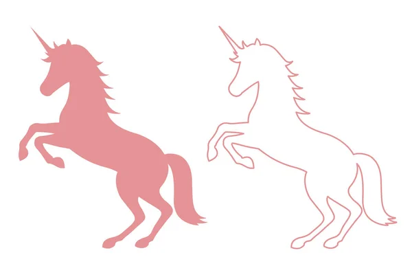 Ikon Unicorn Siluet Datar Dan Linear Diisolasi Pada Latar Belakang - Stok Vektor