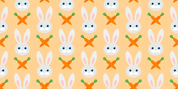 Милый бесшовный рисунок с кроликами и морковью. векторный иллюстрат — стоковый вектор