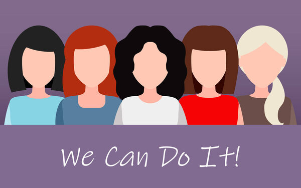 We Can Do It. Symbol of female power, woman rights, protest, fem
