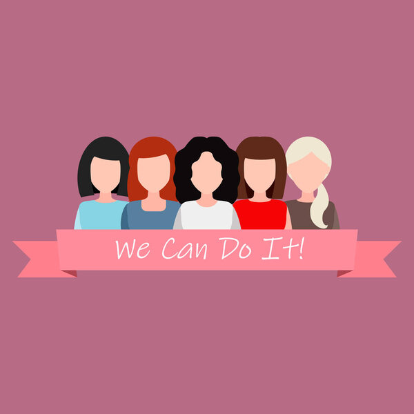 We Can Do It. Symbol of female power, woman rights, protest, fem