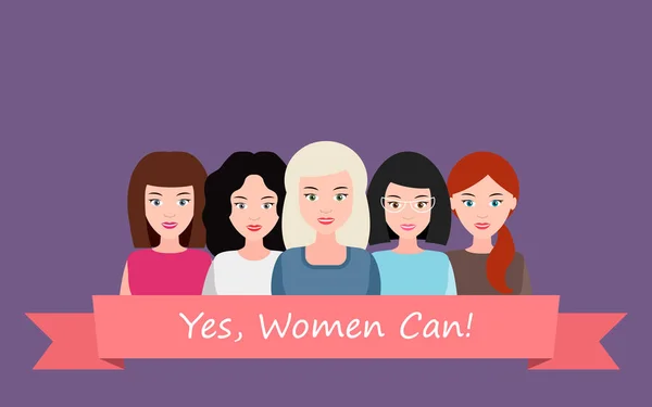 Yes, Women Can! Girl Power. Feminism concept. Women empowerment — Stock Vector