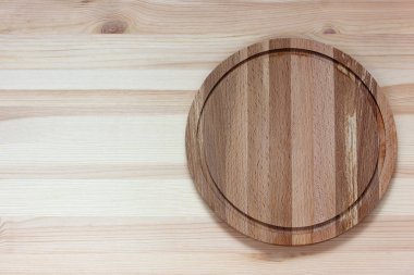 Masanın üzerine kurulu kesme yuvarlak görünüm üst. mutfak tezgah.