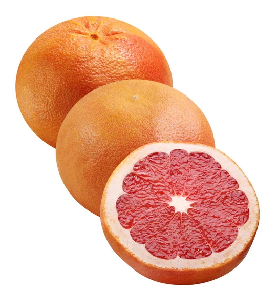 Rosa Grapefruit isoliert auf weißem Hintergrund. — Stockfoto