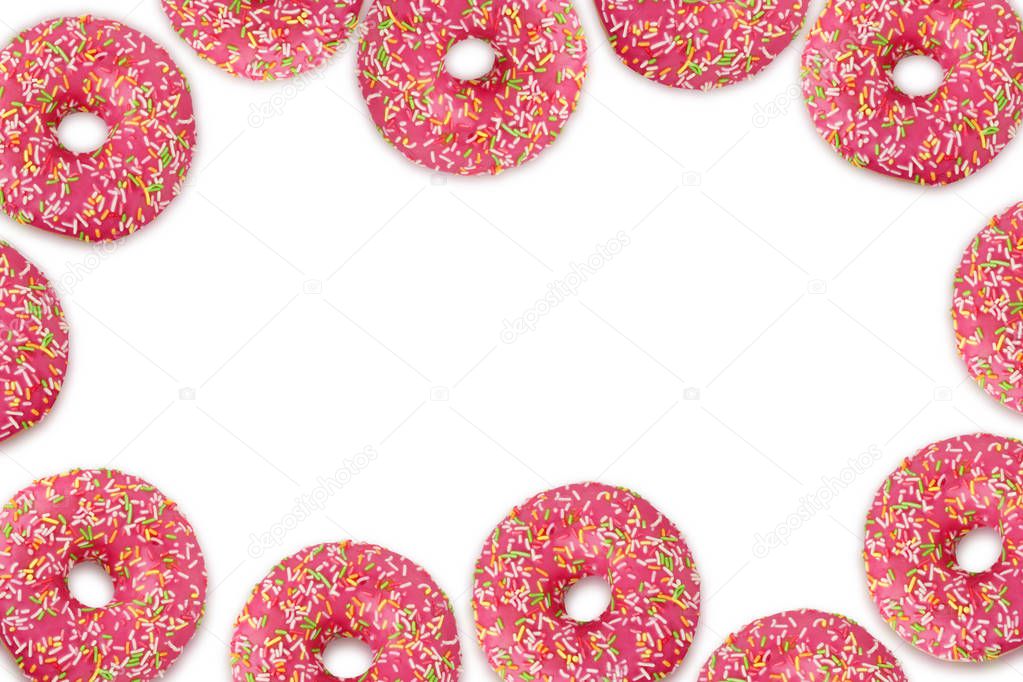 Donuts on white background, empty space for Your text in the cen