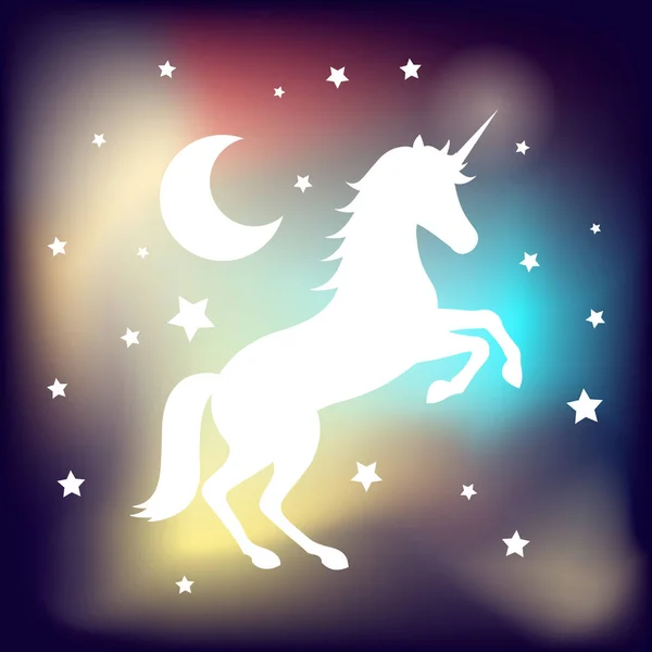 Ikon unicorn, pada latar belakang sihir, ilustrasi vektor - Stok Vektor