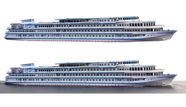 cruise ship isolated on white background. river liner.