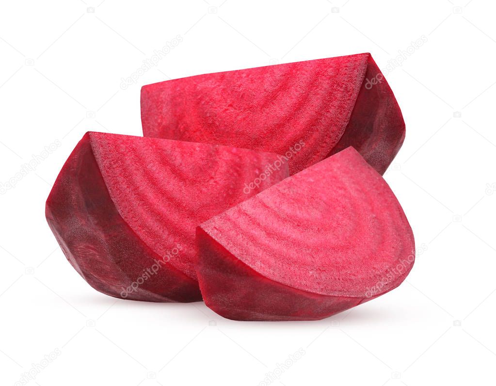 Beetroot slices isolated on white background.