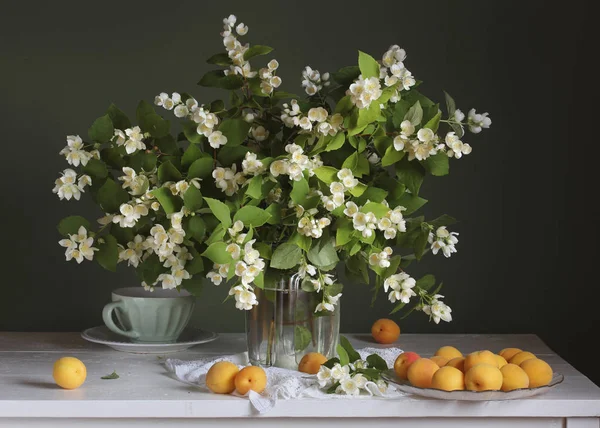 Bukett av jasmin och aprikoser. — Stockfoto