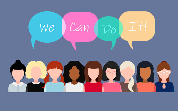 We Can Do It. Symbol of female power, woman rights, protest, fem