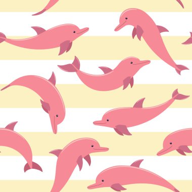Pembe yunuslarda kusursuz desen. vektör