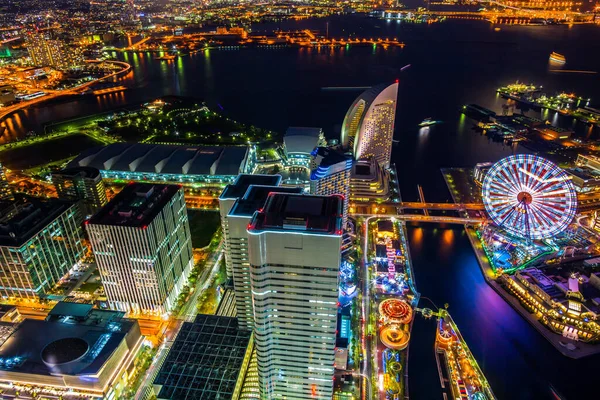 Färgstark Stadslandskap Utsikt Över Yokohama Bay Ligger Japan — Stockfoto