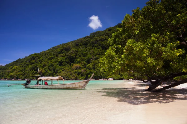 Plage Sable Blanc Océan Dans Pays Tropicana Sous Ciel Clair — Photo