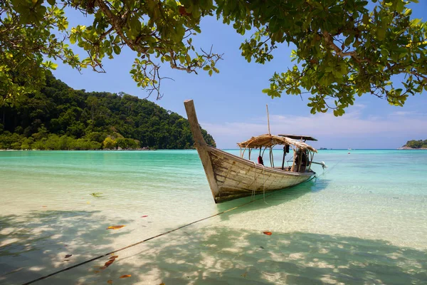 Weißer Sandstrand Meer Tropicana Land Unter Klarem Himmel Der Andamanensee — Stockfoto