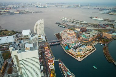 Yokohama Japonya 'nın Yokohama manzaralı gece manzarası