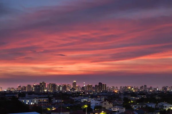 Pemandangan Malam Pemandangan Kota Saat Matahari Terbenam Terletak Bangkok Thailand — Stok Foto