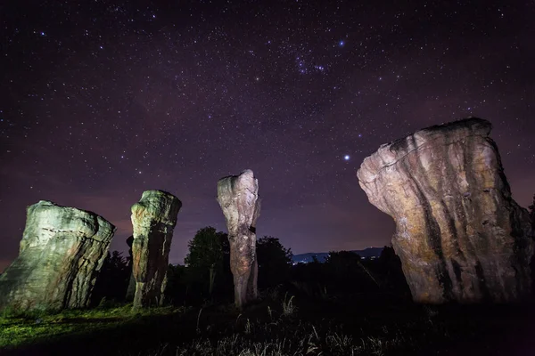 Estrella Cielo Cercano Por Encima Stonehenge Situado Noreste Tailandia — Foto de Stock