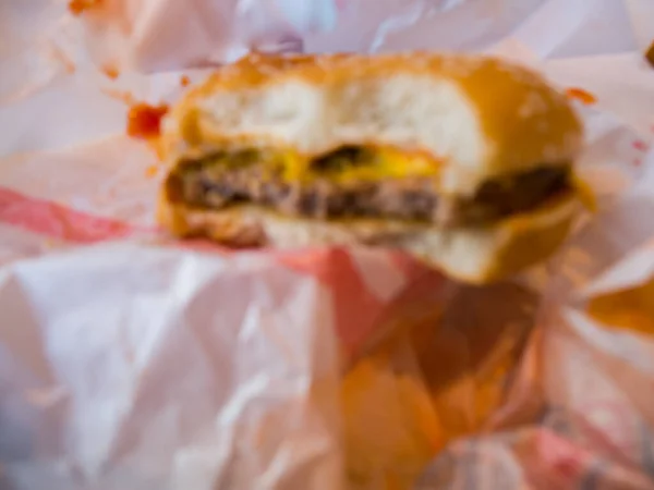 Blur Close Cutting Hamburger — Stock Photo, Image