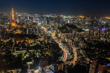Japonya 'daki Tokyo Körfezi' nin renkli şehir manzarası.