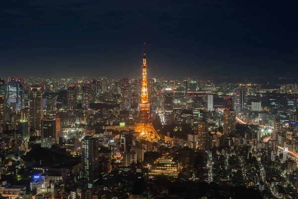 Ein Buntes Stadtbild Nacht Ansicht Der Bucht Von Tokio Befindet — Stockfoto