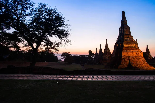 Una Pagode Tempio Tempo Tramonto Sotto Posizione Cielo Variopinta Provincia — Foto Stock